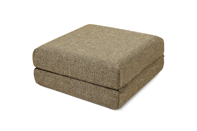 Pouf convertible et modulable - Tissu tweed - Jaune