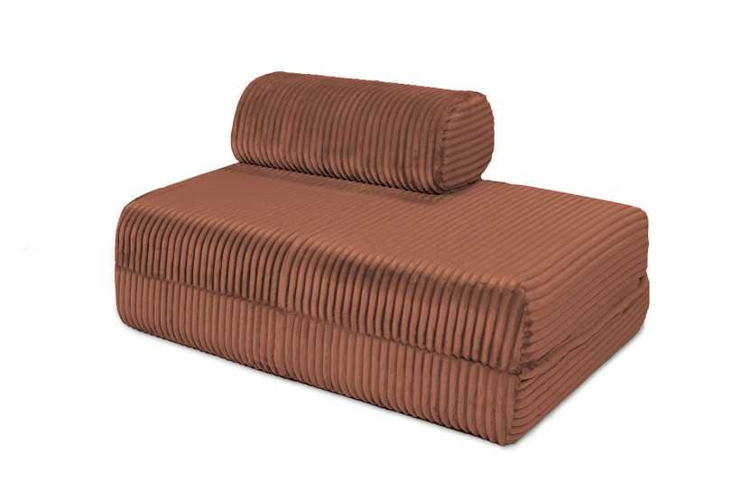 Canapé droit convertible et modulable 2 places - Velours côtelé XL - Terracotta