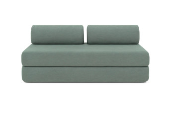 Canapé droit convertible 5 places - Tissu lisse - Vert