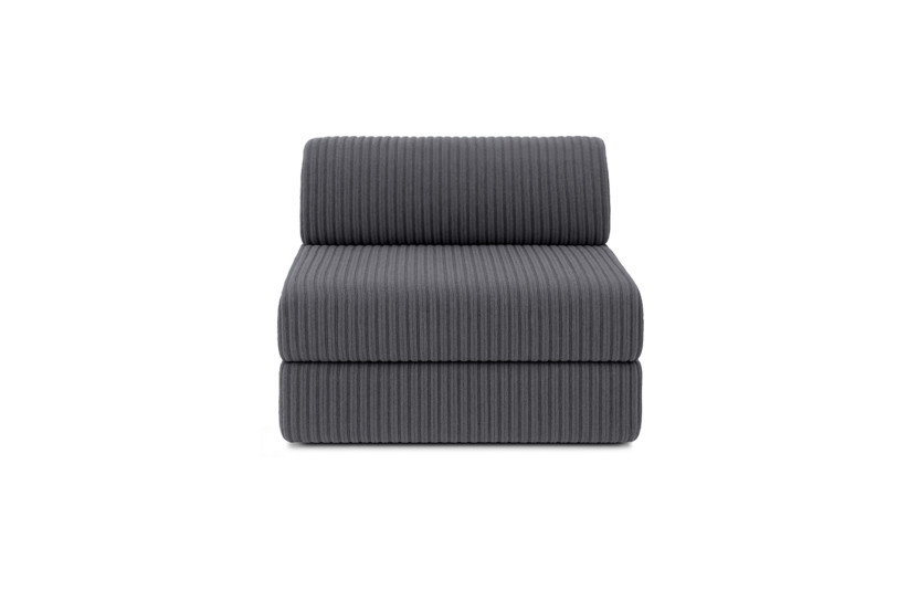 Canapé droit convertible 3 places - Velours côtelé XL - Gris