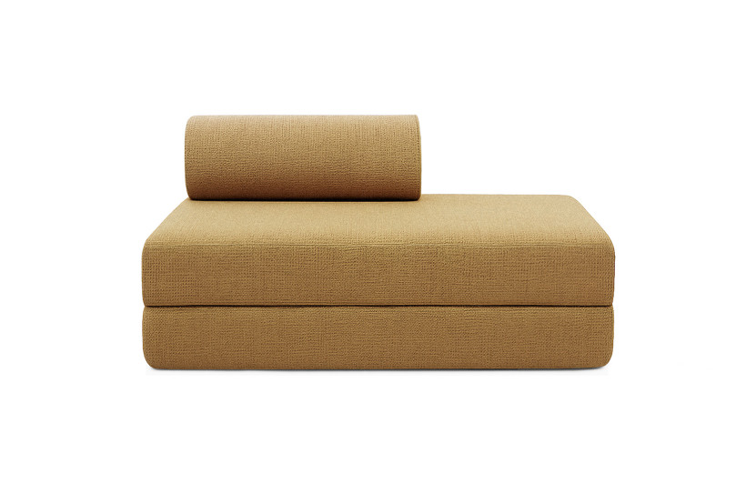 Canapé droit convertible 5 places - Tissu tweed - Jaune