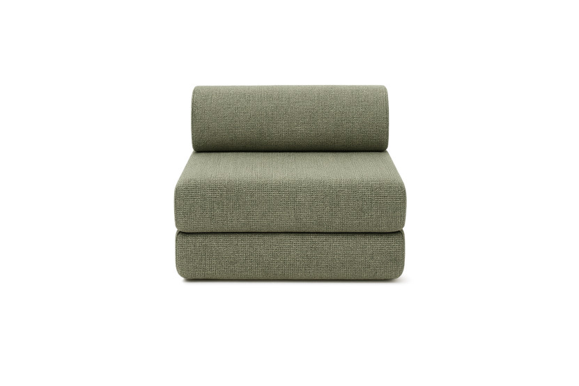 Canapé droit convertible 3 places - Tissu tweed - Vert