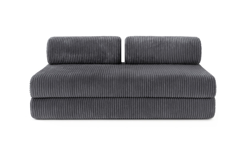 Canapé droit convertible 6 places - Velours côtelé XL - Gris