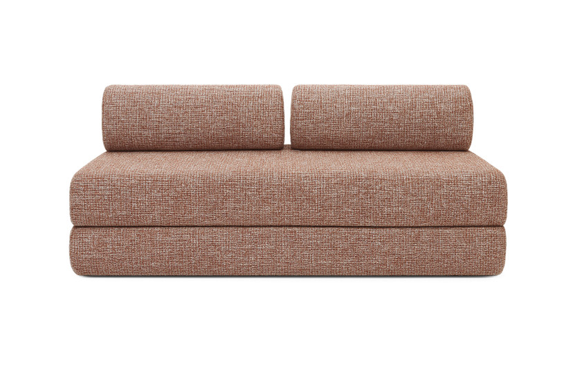 Canapé droit convertible 6 places - Tissu tweed - Rouge