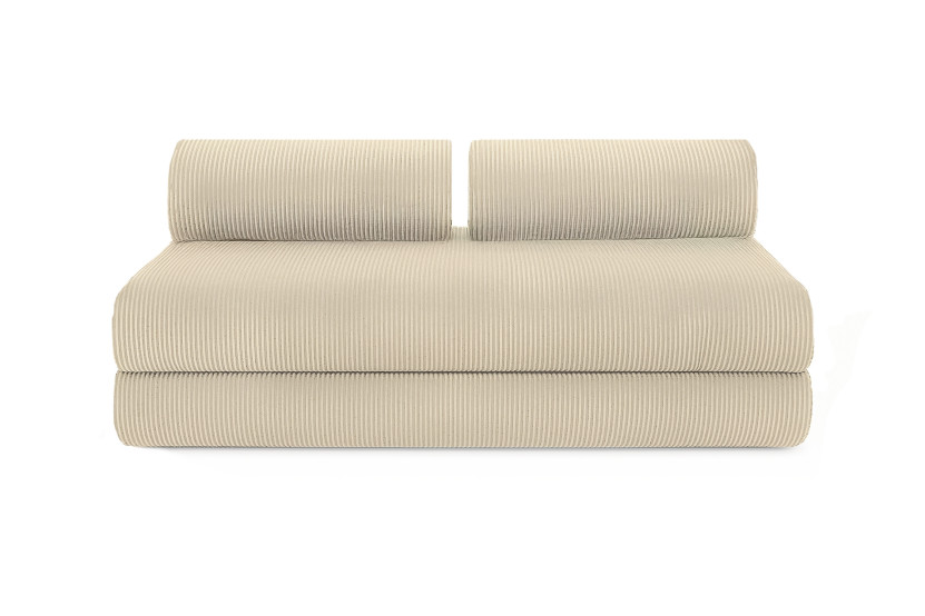 Canapé d'angle convertible 6 places - Velours côtelé - Beige