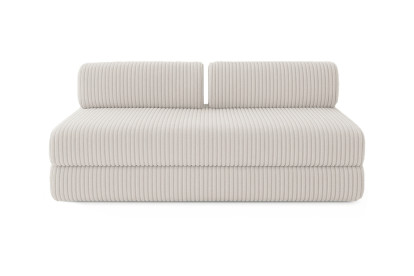Canapé d'angle 6 places - 3 modules convertibles : Canapé 3 places + Fauteuil + Pouf - Velours côtelé XL Blanc