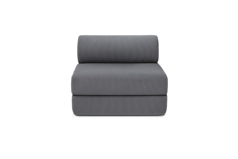 Canapé d'angle convertible 6 places - Velours côtelé - Gris