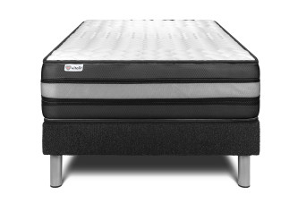 Ensemble Matelas Sommier 90x200 cm - Sommier Noir (déjà monté) - Vital Power Zen