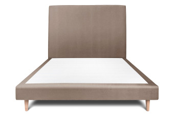 Lit 160x200 cm avec Tête de lit tapissée - Tissu Velours Taupe