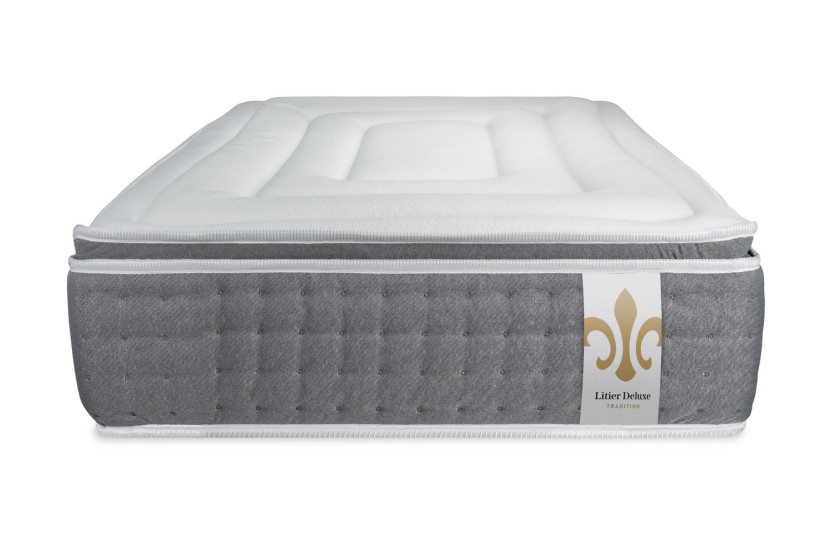 Ensemble Matelas Sommier 90x190 cm - Sommier Blanc (déjà monté) - Vingt-Six PLUS