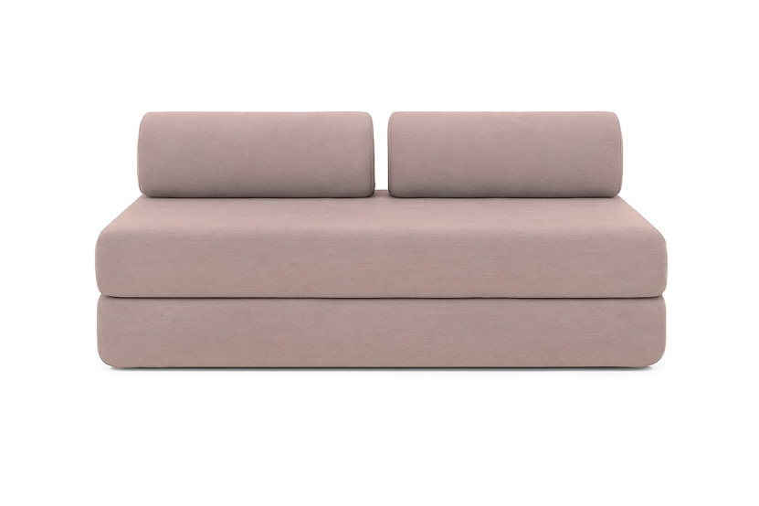 Canapé droit convertible 4 places - Tissu lisse - Rose