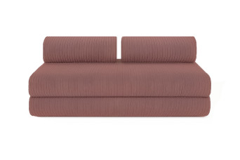 Canapé droit convertible 4 places - Velours côtelé - Rose