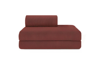 Canapé droit convertible et modulable 2 places - Velours côtelé - Rouge