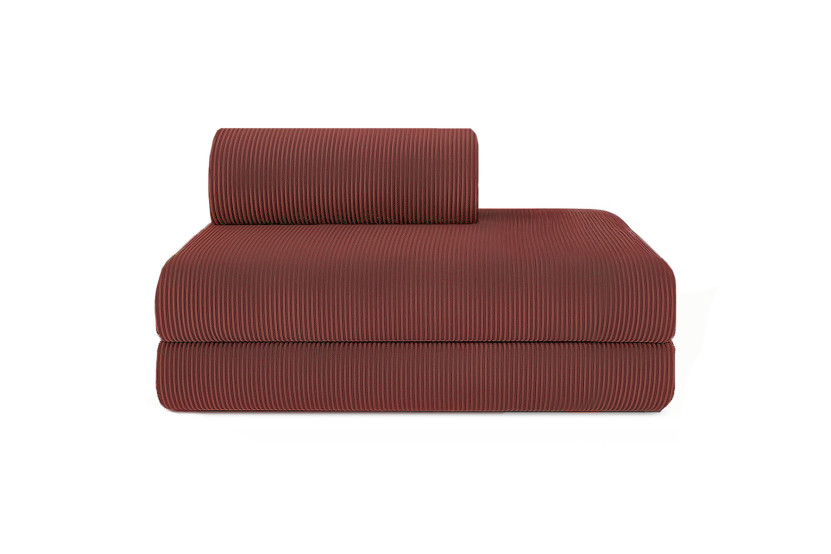 Canapé droit convertible et modulable 2 places - Velours côtelé - Rouge
