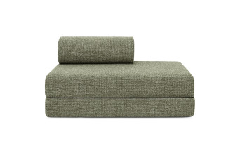 Canapé droit convertible et modulable 2 places - Tissu tweed - Vert