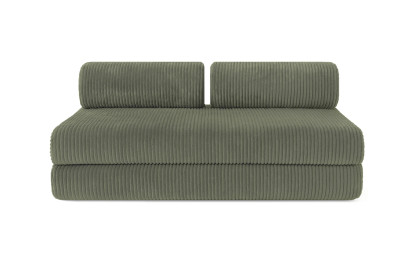 Canapé d'angle 6 places - 3 modules convertibles : Canapé 3 places + Fauteuil + Pouf - Velours côtelé XL Vert