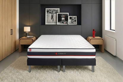 Ensemble Matelas Sommier 200x200 cm - 2 Sommiers Noir - Form