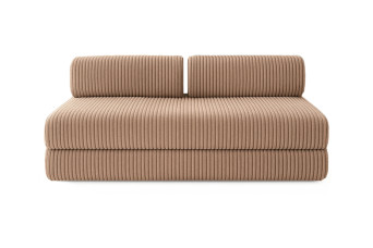Canapé droit convertible 3 places - Velours côtelé XL - Marron