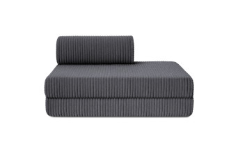 Canapé droit convertible et modulable 2 places - Velours côtelé XL - Gris