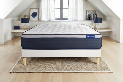Ensemble Matelas Sommier 135x190 cm - Sommier Blanc (en kit) - Actiflex Max