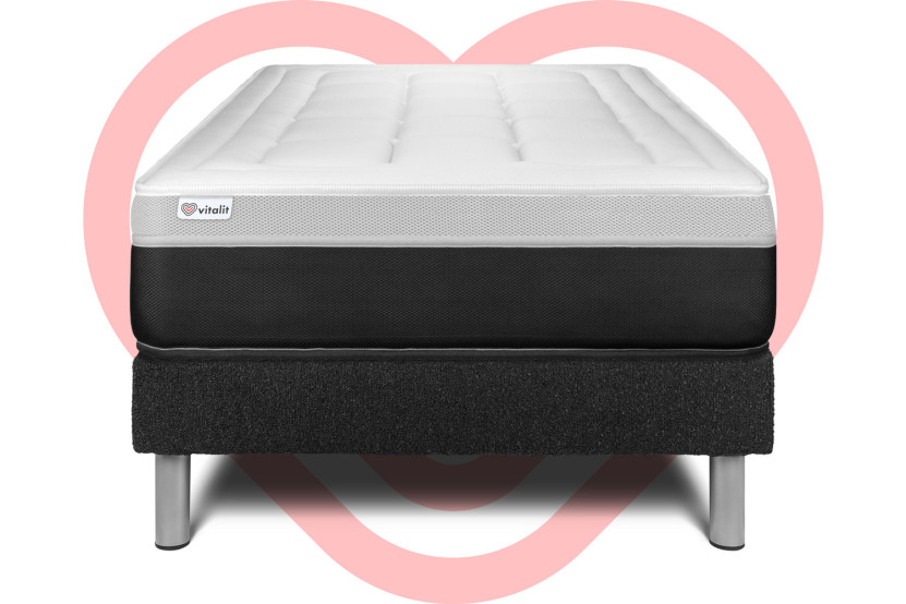 Ensemble Matelas Sommier 90x190 cm - Sommier Noir (en kit) - Vital Form