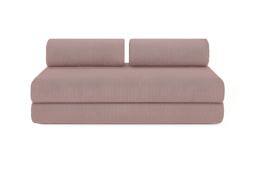 Canapé d'angle convertible 6 places - Velours côtelé - Rose pâle