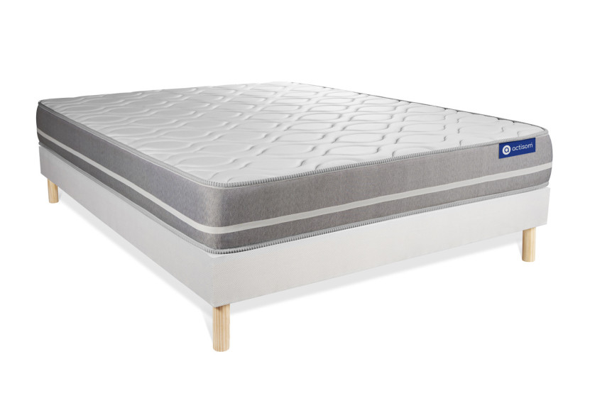 Ensemble Matelas Sommier 140x220 cm - Sommier Blanc (en kit) - Actimemo Touch