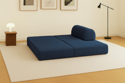 Canapé 2 places convertible et modulable - Velours côtelé XL Bleu