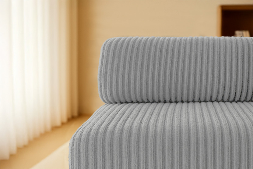 Fauteuil convertible et modulable - Velours côtelé XL - Gris clair