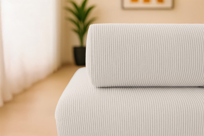 Canapé 3 places - 2 modules convertibles : Canapé 2 places + Fauteuil - Velours côtelé Blanc