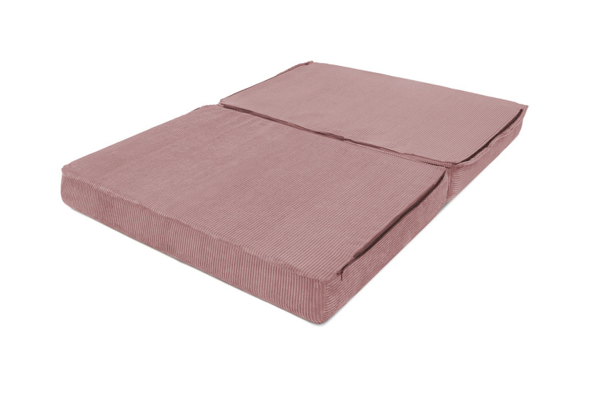 Canapé droit convertible et modulable 2 places - Velours côtelé - Rose pâle