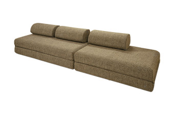 Canapé droit convertible 5 places - Tissu tweed - Jaune