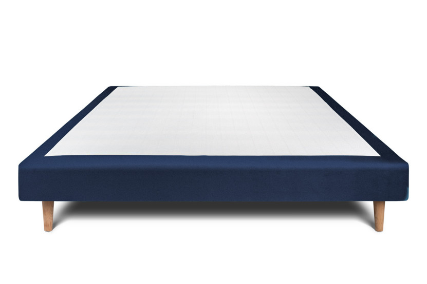 Sommier Tapissier 140x190 cm - Velours - Bleu océan
