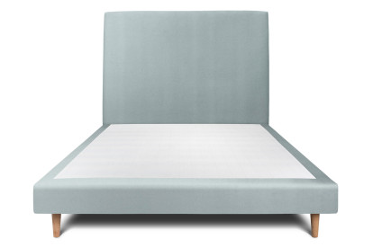 Lit 140x200 cm - Sommier tapissier H29 cm + tête de lit tapissée - Tissu Velours Gris Bleuté
