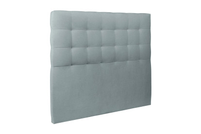 Lit 135x190 cm - Sommier à lattes H29 cm + tête de lit capitonnée - Tissu Velours Gris Bleuté