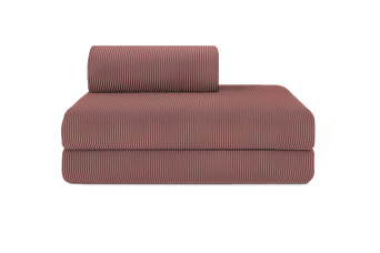 Canapé droit convertible et modulable 2 places - Velours côtelé - Rose