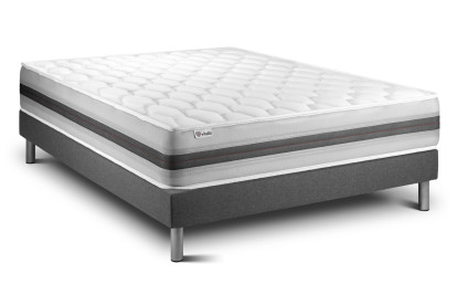 Ensemble Matelas Sommier 160x220 cm - Sommier Gris (en kit) - Vitalspring Recover