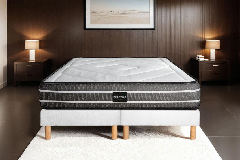 Ensemble Matelas Sommier 180x200 cm - 2 Sommiers Blancs (déjà monté) - Exclusive