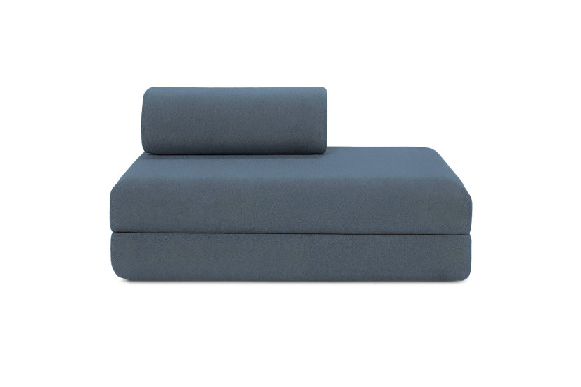 Canapé droit convertible 3 places - Tissu lisse - Bleu