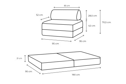 Fauteuil convertible et modulable - Velours côtelé XL Marron