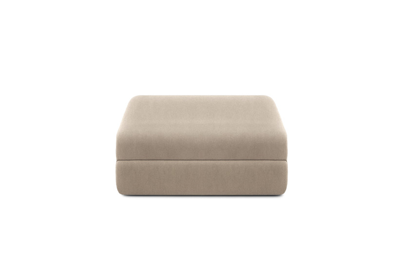 Pouf convertible et modulable - Tissu lisse - Taupe