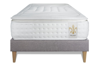 Ensemble Matelas Sommier 90x200 cm - Sommier Gris (déjà monté) - Vingt-Quatre PLUS