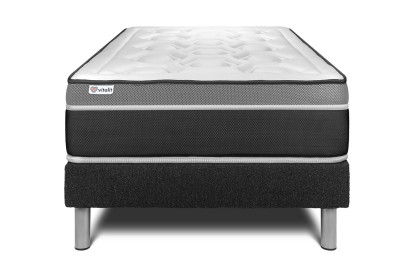 Ensemble Matelas Sommier 120x200 cm - Sommier Noir (en kit) - Vital Care