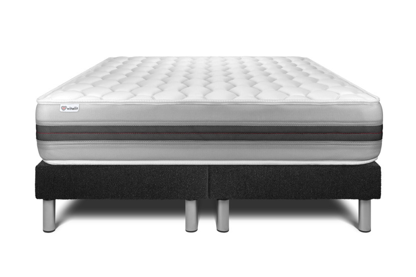 Ensemble Matelas Sommier 200x200 cm - 2 Sommiers Noir - Vitalspring Recover