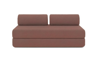 Canapé d'angle convertible 6 places - Tissu lisse - Terracotta