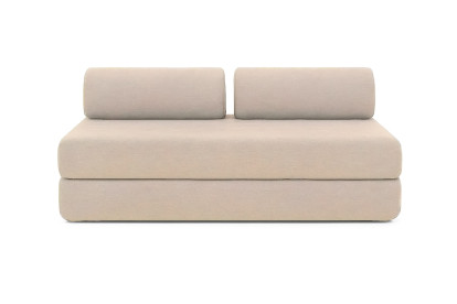 Canapé d'angle 6 places - 3 modules convertibles : Canapé 3 places + Fauteuil + Pouf - Tissu lisse Beige