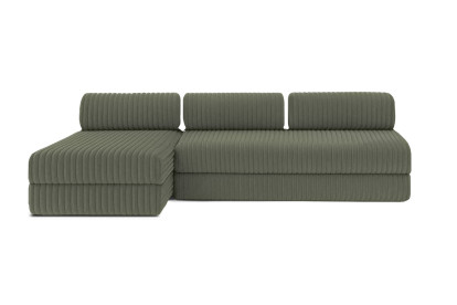 Canapé d'angle 6 places - 2 modules convertibles : Canapé 3 places + Méridienne - Velours côtelé XL Vert
