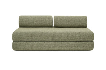Canapé droit convertible 4 places - Tissu tweed - Vert