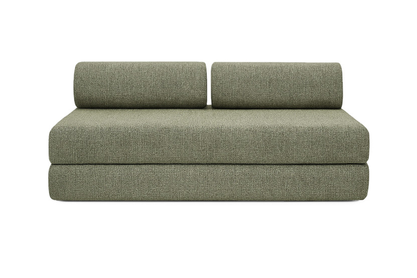 Canapé droit convertible 4 places - Tissu tweed - Vert
