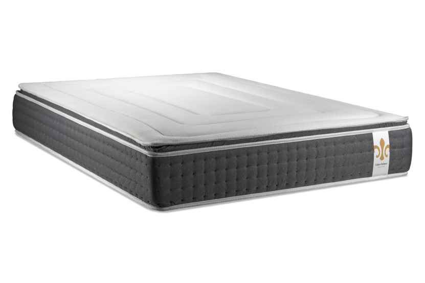 Pack lit complet 180x200 cm - Matelas + 2 Sommiers Gris + 2 oreillers + Couette - Vingt-Six PLUS